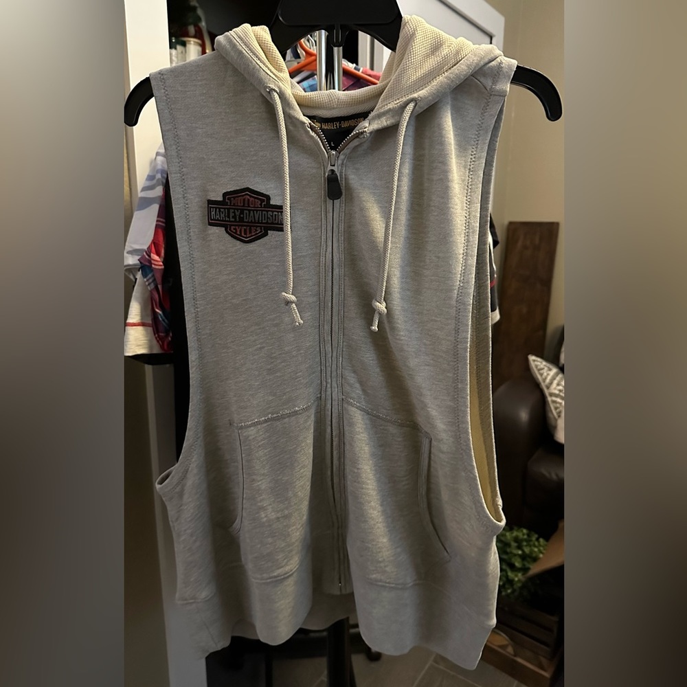 Harley-Davidson Hooded Wide Sleeveless Zip Sweatshirt